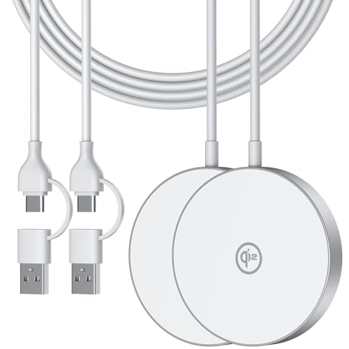 NewQ Magnetisches kabelloses Ladepad, Qi2-zertifiziert, 15 W, kabelloses Ladegerät, Mag-Safe, kompatibel mit iPhone 15/15 Plus/15 Pro/15 Pro Max/14/13/12 Serie (2 Stück kabelloses Ladegerät) von NEWQ