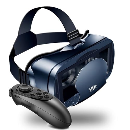 NEWSTYP 5~7 Zoll VRG Pro 3D VR-Brille Virtual Reality Vollbild-Visuelle Weitwinkel-VR-Brillenbox für 5 bis 7 Zoll Smartphone-Brillen mit Bluetooth-Fernbedienung (Schwarz Basic) (Basic) von NEWSTYP