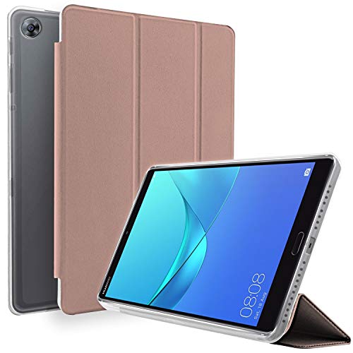 NewTop Schutzhülle kompatibel mit Huawei Mediapad M5 8.4 Zoll / 8,4 cm, Flip-Case, ultradünn, leicht, Ständer aus TPU und Kunstleder Rosa von TOPNEW