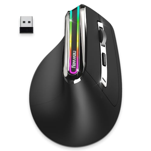 NEWWAY - 2024 Neu - Vertikale kabellose Maus A9 - WiFi 2.4 GHz Wireless USB C - Wiederaufladbar - RGB - 2400 DPI - Ergonomisch - Leise - Integrierter Nano-Empfänger 10M - Schwarz NEWWAY - 2024 Neu - Vertikale kabellose Maus A9 - WiFi 2.4 GHz Wireless USB C - Wiederaufladbar - RGB - 2400 DPI - Ergonomisch - Leise - Integrierter Nano-Empfänger 10M - Schwarz von NEWWAY