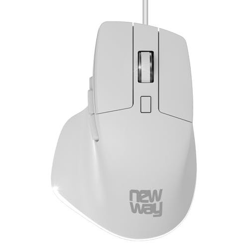 NEWWAY - Vertikale Maus kabelgebunden A7-1200/1800/2400/3200 DPI – Ergonomisch – leise – Plug und Play – USB – Weiß von NEWWAY