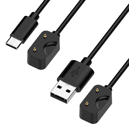 1 m USB-A-Kabel + 1 m USB-C-Kabel kompatibel mit Samsung Galaxy Fit3 (SM-R390) Ladegerät, geflochten, verschleißfest- Schwarz von NEWZEROL