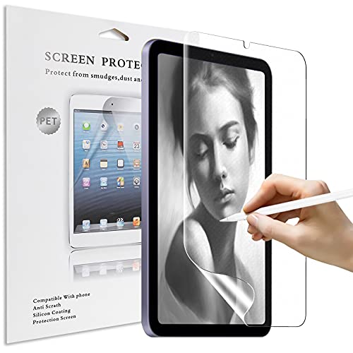 NEWZEROL 2 Stück Matte Ähnliches-Papier Displayschutzfolie Kompatibel für iPad Mini 6 (2021 Version), Unterstützung Apple Pencil und Face ID, Volle Abdeckung und Anti Glare - Transparent von NEWZEROL