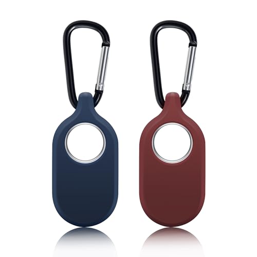 NEWZEROL 2 Stück Schutzhülle für Samsung Galaxy SmartTag 2, Vollständige Schutzhülle, Silikon, Kratzfest, Zubehör mit Schlüsselanhänger – Rot/Blau von NEWZEROL