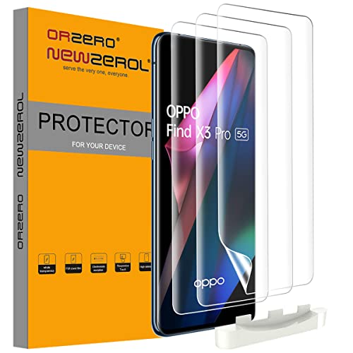 NEWZEROL 3 Stück Displayschutzfolie Kompatibel für OPPO Find X3 Pro/Find X5 Pro [Mit Installationskits] [Unterstützung der Fingerabdruckerkennung] [Maximale Abdeckung] TPU 3D Displayschutz von NEWZEROL