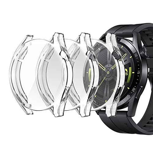 NEWZEROL 3 ​​Stück Hülle Kompatibel für Huawei Watch GT 3 46mm, Vollständige Abdeckung Schutzhülle Anti-Kratz Weiche TPU-Stoßfänger Hülle für Huawei Watch GT 3 46mm - Transparent von NEWZEROL