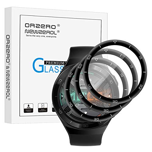 NEWZEROL 3 Stück Kompatibel für Huawei Watch GT 2e 46mm Schutzfolie,3D Kohlefaserkante Displayschutzfolie, Vollabdeckung Premium Flexibles Glas, Anti-Kratzer Blasenfrei Glasschutz (Nicht für GT 2) von NEWZEROL