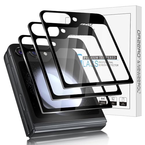 NEWZEROL 3 Stück Panzerfolie Kompatibel für Samsung Galaxy Z Flip 5 5G Rückbildschirm, [Volle Deckung] Kratzfest Blasenfreies Displayschutzfolie aus Gehärtetes Glas für Samsung Flip 5 - Schwarz von NEWZEROL