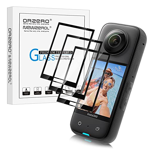 NEWZEROL 3 ​​Stück Schutzfolie Kompatibel für Insta360 X3 Displayschutzfolie [Vollständige Abdeckung] 9H Hochauflösend Hartglas Vollständig Selbstklebende Displayschutzfolie - Schwarzer Rand von NEWZEROL