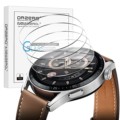 NEWZEROL 4 Stück Display Panzerchutz Ersatz mit Huawei Watch GT 3 46mm (Durchmesser der Displayschutzfolie: 39mm) Schutzfolie Hartglas Displayschutzfolie [Kratzfest] Blasenfrei Volle Abdeckung von NEWZEROL