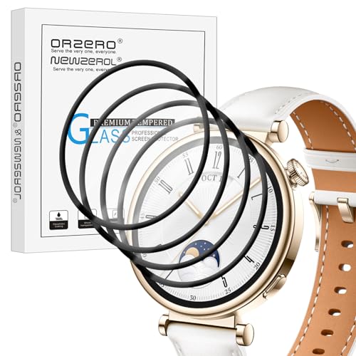 NEWZEROL 4 Stück Displayschutzfolie Kompatibel für Huawei Watch GT 4 41mm, [Kantenabdeckung] 3D-Kohlenstofffaser-Randfolie Blasenfrei Hochauflösender Kratzschutz von NEWZEROL