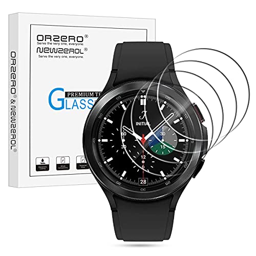 NEWZEROL 4 Stück Panzerschutzglas Kompatibel für Samsung Galaxy Watch 4 Classic 46mm Schutzfolie [Blasenfrei] [Kratzfest] [Vollständige Abdeckung] Hochauflösende Displayschutzfolie von NEWZEROL