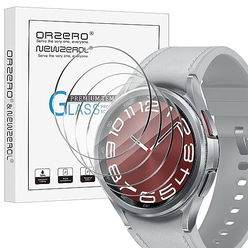 NEWZEROL 4 Stück Schutzfolie Kompatibel für Samsung Galaxy Watch 6 Classic 43mm Displayschutz (Durchmesser 33.5 mm), 2.5D Arc Edges 9H Glas Anti-Kratzer Blasenfrei Displayschutz von NEWZEROL