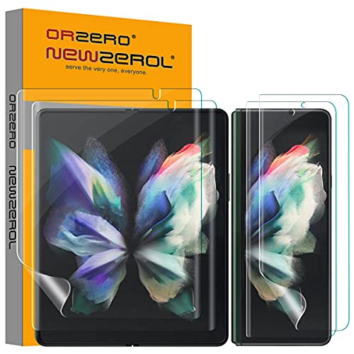 NEWZEROL 4 Stück TPU Displayschutzfolie Kompatibel für Samsung Galaxy Z Fold 3 5G, Enthält 2 Stück Innen Displayschutzfolie und 2 Stück Außen Displayschutzfolie,Umfassender Schutz [Maximale Abdeckung] von NEWZEROL