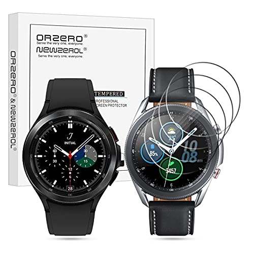 NEWZEROL 4 Stücke Kompatibel für Samsung Galaxy Watch4 Classic 46mm / Galaxy Watch 3 45mm Glasschutz [Geprüft] SM-R890N aus gehärtetem Glas, Hochauflösende Displayschutzfolie Blasenfreie Schutzfolie von NEWZEROL