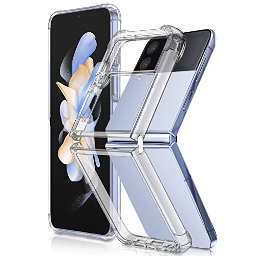 NEWZEROL Cover Kompatibel für Samsung Galaxy Z Flip 4 5G Hülle, [Mit Anti-Fall-Metallscharnier] [TPU-Rand + PC-Rückseite] [Unterstützt Kabelloses Aufladen] [Nicht Vergilbend] Kristallklare Stoßfeste von NEWZEROL
