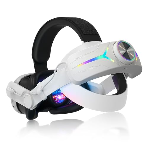 NEWZEROL Kopfband mit Akku Kompatibel für Quest 3 [9V 2A Schnelllade-Upgrade-Version] [RGB-Lichter] 8000 mAh Verlängert die Spielzeit, Reduziert den Kopfdruck, Anpassbares VR-Zubehör - Weiß von NEWZEROL