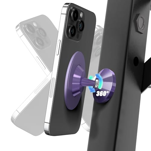 NEWZEROL Verbesserte Magnetische Handyhalterung für Fitnessstudio/Auto, Kompatibel für Mag-Safe, Dual-Magnet mit starkem Magnet, Einfach und Fest für Jedes Handy für Videos und Selfies - Lila von NEWZEROL