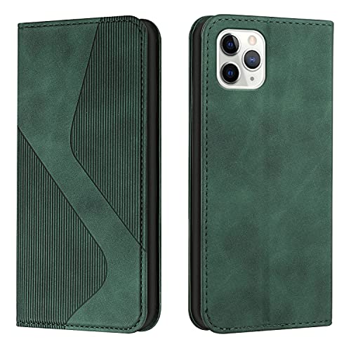 NEXCURIO Handy Hülle für Apple iPhone 11 Pro Handyhülle mit Kartenfäch Klapphülle Klappbar Schutzhülle Leder Flip Wallet Case Cover Tasche Handytasche Stoßfeste - Grün von NEXCURIO