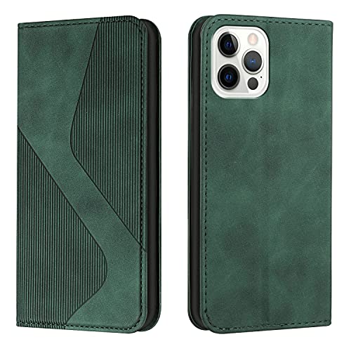 NEXCURIO Handy Hülle für Apple iPhone 14 Pro Handyhülle mit Kartenfäch Klapphülle Klappbar Schutzhülle Leder Flip Wallet Case Cover Tasche Handytasche Stoßfeste - Grün von NEXCURIO