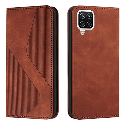 NEXCURIO Handy Hülle für Samsung Galaxy A12 / M12 Handyhülle mit Kartenfäch Klapphülle Klappbar Schutzhülle Leder Flip Wallet Case Cover Tasche Handytasche Stoßfeste - Braun von NEXCURIO