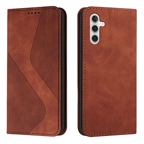 NEXCURIO Handy Hülle für Samsung Galaxy A14 4G 5G Handyhülle mit Kartenfäch Klapphülle Klappbar Schutzhülle Leder Flip Wallet Case Cover Tasche Handytasche Stoßfeste - Braun von NEXCURIO