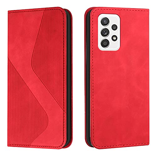 NEXCURIO Handy Hülle für Samsung Galaxy A23 / M23 5G / M13 4G Handyhülle mit Kartenfäch Klapphülle Klappbar Schutzhülle Leder Flip Wallet Case Cover Tasche Handytasche Stoßfeste - Rot von NEXCURIO