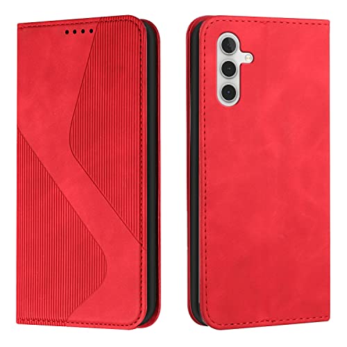 NEXCURIO Handy Hülle für Samsung Galaxy A55 5G Handyhülle mit Kartenfäch Klapphülle Klappbar Schutzhülle Leder Flip Wallet Case Cover Tasche Handytasche Stoßfeste - Rot von NEXCURIO