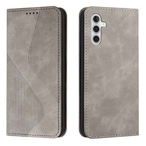 NEXCURIO Handy Hülle für Samsung Galaxy S24 5G Handyhülle mit Kartenfäch Klapphülle Klappbar Schutzhülle Leder Flip Wallet Case Cover Tasche Handytasche Stoßfeste - Grau von NEXCURIO