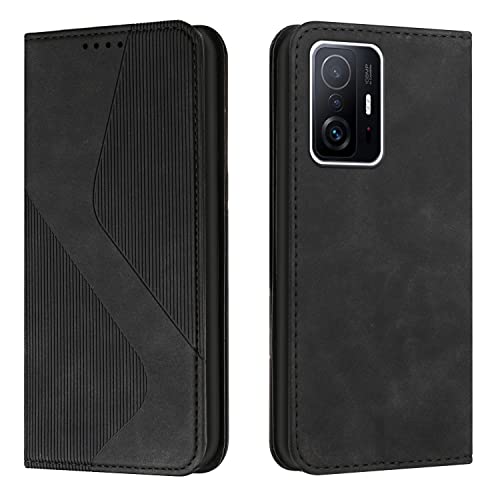 NEXCURIO Handy Hülle für Xiaomi 11T / Xiaomi 11T Pro 5G Handyhülle mit Kartenfäch Klapphülle Klappbar Schutzhülle Leder Flip Wallet Case Cover Tasche Handytasche Stoßfeste - Schwarz von NEXCURIO