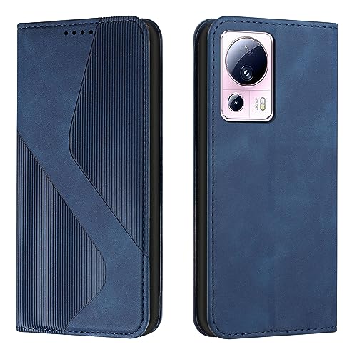 NEXCURIO Handy Hülle für Xiaomi 13 Lite 5G Handyhülle mit Kartenfäch Klapphülle Klappbar Schutzhülle Leder Flip Wallet Case Cover Tasche Handytasche Stoßfeste - Blau von NEXCURIO