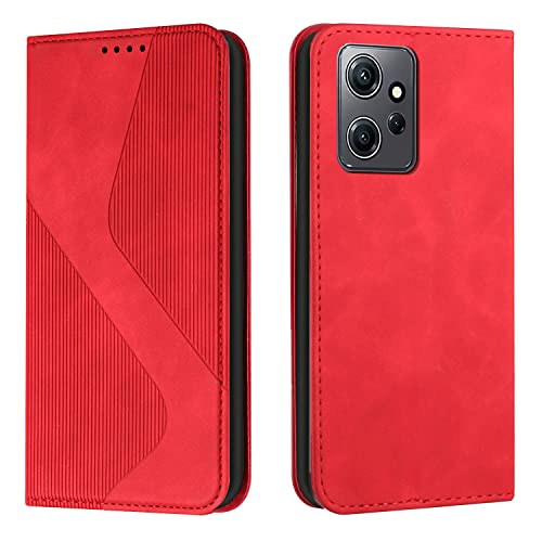 NEXCURIO Handy Hülle für Xiaomi Redmi Note 12 4G Handyhülle mit Kartenfäch Klapphülle Klappbar Schutzhülle Leder Flip Wallet Case Cover Tasche Handytasche Stoßfeste - Rot von NEXCURIO