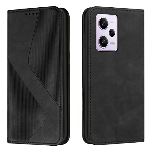 NEXCURIO Handy Hülle für Xiaomi Redmi Note 12 Pro 5G / Poco X5 Pro 5G Handyhülle mit Kartenfäch Klapphülle Klappbar Schutzhülle Leder Flip Wallet Case Cover Tasche Handytasche - Schwarz von NEXCURIO