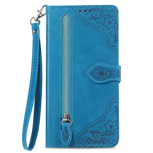 NEXCURIO Handyhülle für Apple iPhone 12 / iPhone 12 Pro Hülle Klappbar mit Kartenfäch Ständer Klapphülle Schutzhülle Leder Wallet Flip Case Cover Tasche Handytasche Stoßfeste - Blau von NEXCURIO