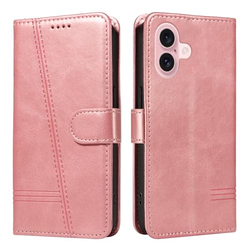 NEXCURIO Handyhülle für Apple iPhone 16 Hülle Klappbar mit Kartenfäch Klapphülle Lederhülle Leder Schutzhülle Wallet Flip Case Cover Handy Tasche Handytasche - Rosa Gold NEXCURIO Handyhülle für Apple iPhone 16 Hülle Klappbar mit Kartenfäch Klapphülle Lederhülle Leder Schutzhülle Wallet Flip Case Cover Handy Tasche Handytasche - Rosa Gold von NEXCURIO