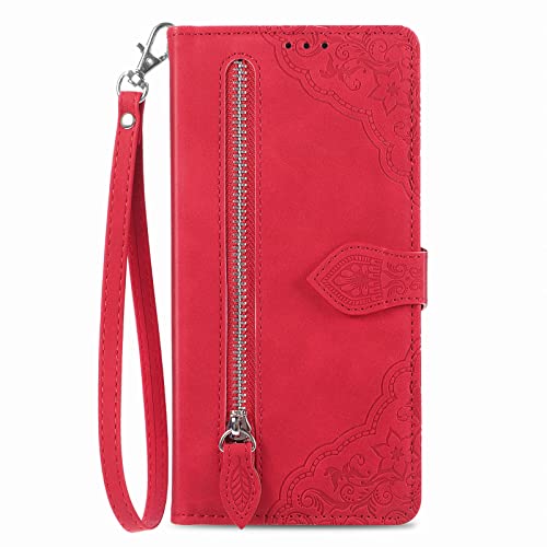 NEXCURIO Handyhülle für Apple iPhone XR Hülle Klappbar mit Kartenfäch Ständer Klapphülle Schutzhülle Leder Wallet Flip Case Cover Tasche Handytasche Stoßfeste - Rot von NEXCURIO