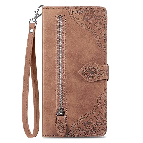 NEXCURIO Handyhülle für Xiaomi 13 Lite 5G Hülle Klappbar mit Kartenfäch Ständer Klapphülle Schutzhülle Leder Wallet Flip Case Cover Tasche Handytasche Stoßfeste - Braun von NEXCURIO