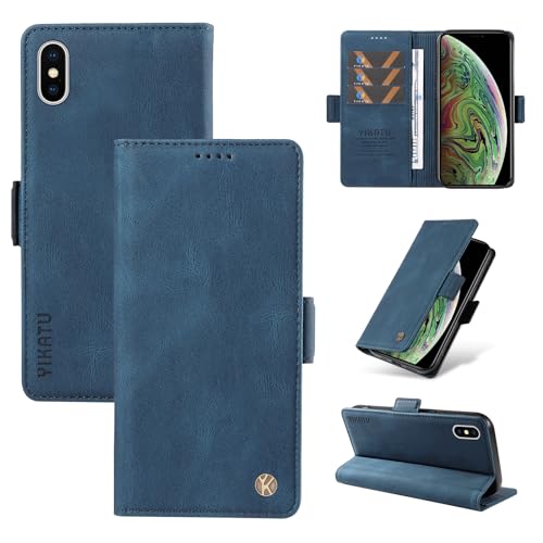 NEXCURIO Hülle für Apple iPhone X/iPhone XS Handyhülle Klappbar mit Kartenfäch Klapphülle Lederhülle Schutzhülle Handytasche Handy Tasche Leder Flip Case Cover - Blau von NEXCURIO