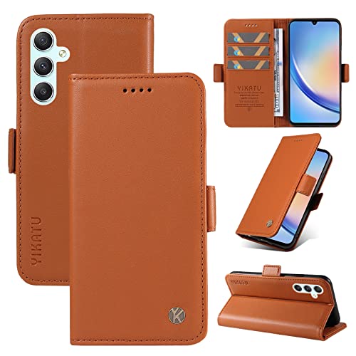 NEXCURIO Hülle für Samsung Galaxy A34 5G Handyhülle Klappbar mit Kartenfäch Klapphülle Leder Lederhülle Schutzhülle Flip Wallet Case Cover Handy Tasche Handytasche - Braun von NEXCURIO