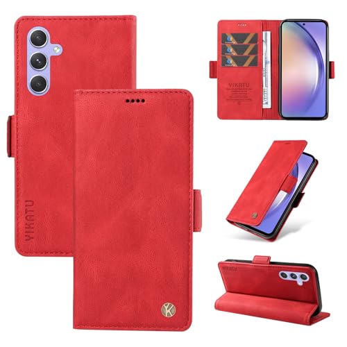 NEXCURIO Hülle für Samsung Galaxy A54 5G Handyhülle Klappbar mit Kartenfäch Klapphülle Lederhülle Schutzhülle Handytasche Handy Tasche Leder Flip Case Cover - Rot von NEXCURIO