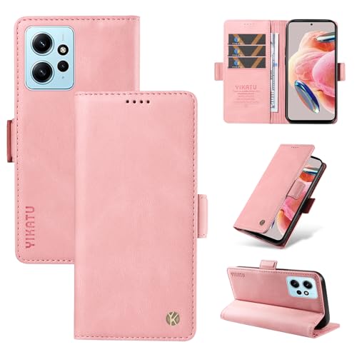 NEXCURIO Hülle für Xiaomi Redmi Note 12 4G Handyhülle Klappbar mit Kartenfäch Klapphülle Lederhülle Schutzhülle Handytasche Handy Tasche Leder Flip Case Cover - Rosa von NEXCURIO