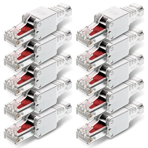 NEXMEX 10x RJ45 CAT 6 Netzwerkstecker werkzeuglos 250 MHz UTP Crimpstecker Stecker ohne Werkzeug für CAT6 CAT6A CAT5e Netzwerkkabel Patchkabel Verlegekabel AWG 22-26 Kabel Ø bis 7,5 mm Ethernet LAN von NEXMEX