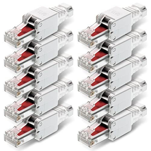 NEXMEX 10x RJ45 CAT 6 Netzwerkstecker werkzeuglos 250 MHz UTP Crimpstecker Stecker ohne Werkzeug für CAT6 CAT6A CAT5e Netzwerkkabel Patchkabel Verlegekabel AWG 22-26 Kabel Ø bis 7,5 mm Ethernet LAN von NEXMEX