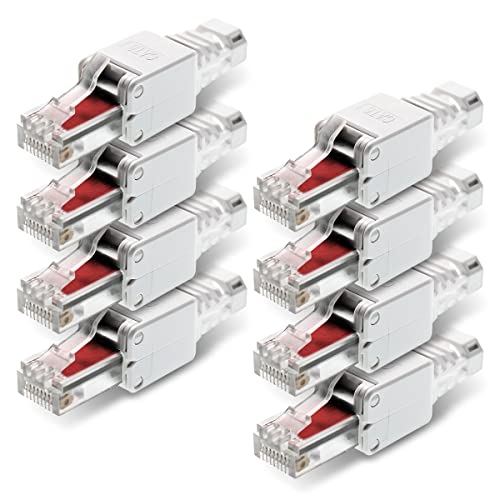 NEXMEX 8x RJ45 CAT 6 Netzwerkstecker werkzeuglos 250 MHz UTP Crimpstecker Stecker ohne Werkzeug für CAT6 CAT6A CAT5e Netzwerkkabel Patchkabel Verlegekabel AWG 22-26 Kabel Ø bis 7,5 mm Ethernet LAN von NEXMEX