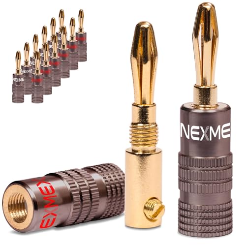 NEXMEX Bananenstecker - 14 Stück Ultimate Steckverbinder als Set - Stecker 24K vergoldet für Lautsprecherkabel - für HiFi Receiver von NEXMEX