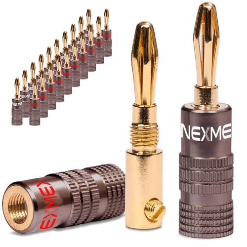 NEXMEX Bananenstecker - 22 Stück Ultimate Steckverbinder als Set - Stecker 24K vergoldet für Lautsprecherkabel - für HiFi Receiver von NEXMEX