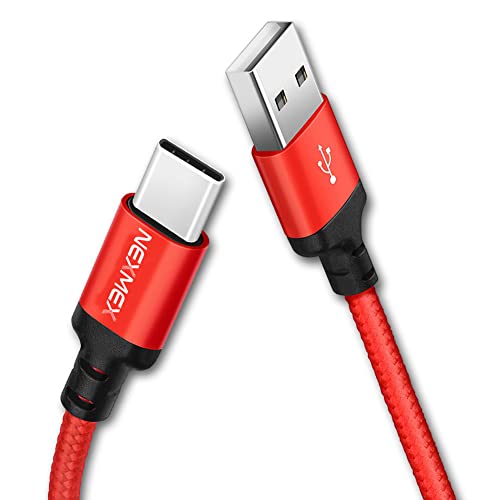 NEXMEX Datenkabel USB Typ C Nylon kompatibel mit Samsung Galaxy Serie Ladekabel 1m Datenkabel Schwarz/Rot, Farben:Rot, Smartphone:Samsung Galaxy Z Flip 4 von NEXMEX