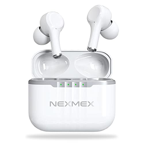 NEXMEX Kopfhörer ANC Earbuds Bluetooth 5.2 In-Ear Kabellos kompatibel mit Nothing Phone 2/1 Hi-Fi Stereo Wireless Noise Cancelling Headset Ladebox Anrufe ENC Geräuschunterdrückung, Farbe:Weiss von NEXMEX