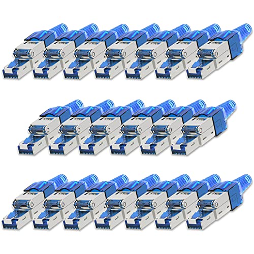 NEXMEX Netzwerkstecker 20x Cat 7 werkzeuglos CAT7 CAT7A RJ45 LAN UTP 600MHz Kabel Stecker ohne Werkzeug Crimpstecker werkzeugfrei CAT6a CAT6 CAT5 für Verlegekabel Patchkabel Netzwerkkabel von NEXMEX