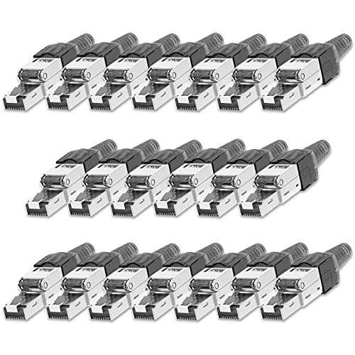 NEXMEX Netzwerkstecker 20x Cat 7 werkzeuglos CAT7 CAT7A RJ45 LAN UTP 600MHz Kabel Stecker ohne Werkzeug Crimpstecker werkzeugfrei CAT6a CAT6 CAT5 für Verlegekabel Patchkabel Netzwerkkabel von NEXMEX